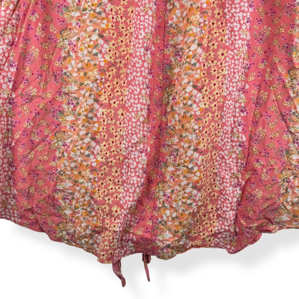 Womens Floral Linen Rayon Top Plus Size 1X Feminine Curvy Ruffle Cottagecore - Picture 4 of 10